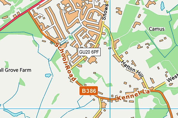 GU20 6PF map - OS VectorMap District (Ordnance Survey)