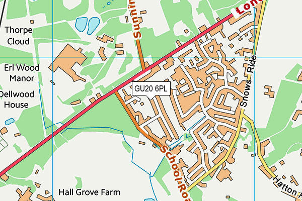 GU20 6PL map - OS VectorMap District (Ordnance Survey)