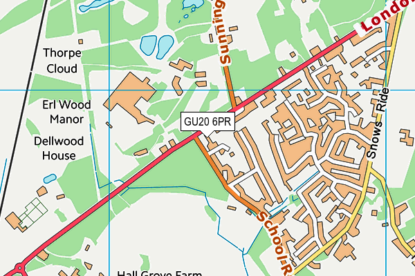 GU20 6PR map - OS VectorMap District (Ordnance Survey)