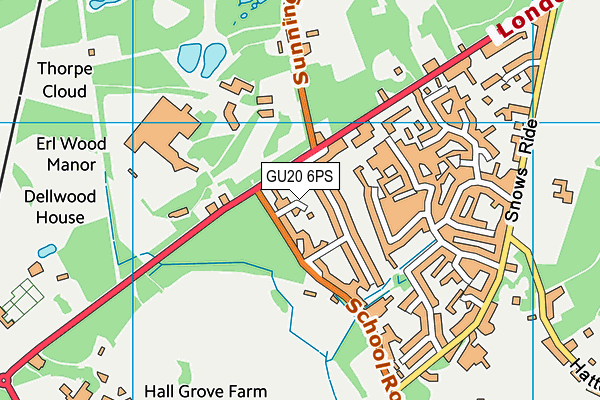 GU20 6PS map - OS VectorMap District (Ordnance Survey)