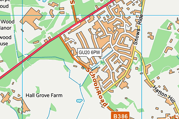 GU20 6PW map - OS VectorMap District (Ordnance Survey)