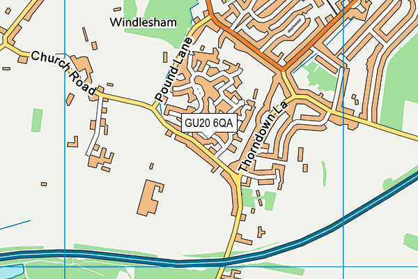 GU20 6QA map - OS VectorMap District (Ordnance Survey)
