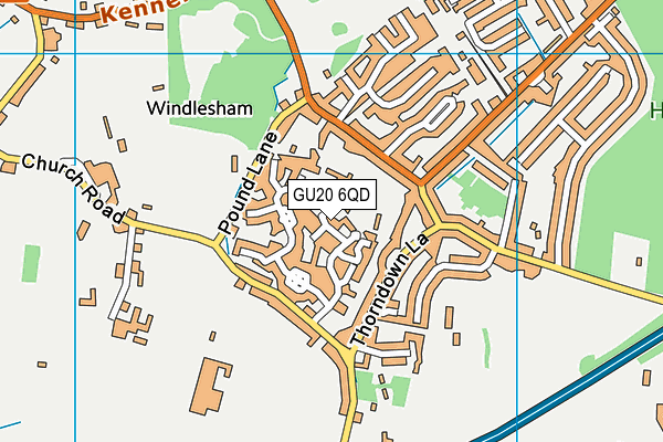 GU20 6QD map - OS VectorMap District (Ordnance Survey)