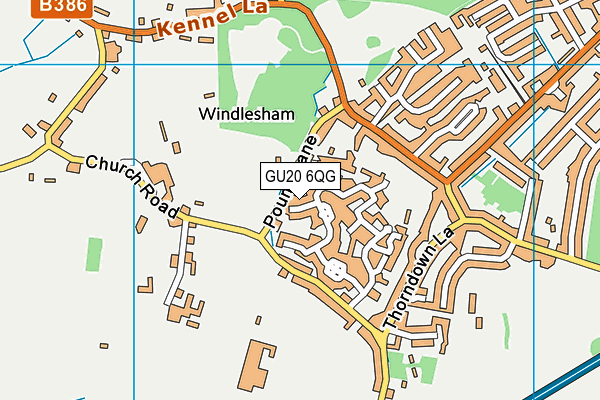 GU20 6QG map - OS VectorMap District (Ordnance Survey)