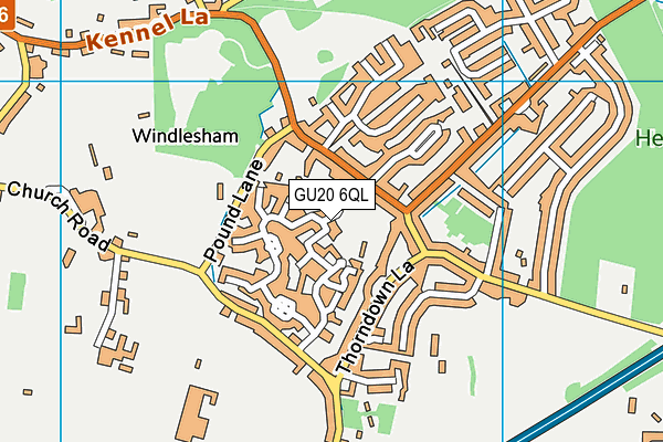 GU20 6QL map - OS VectorMap District (Ordnance Survey)