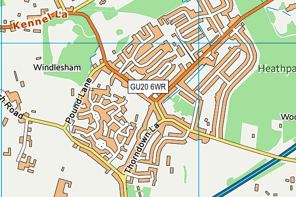 GU20 6WR map - OS VectorMap District (Ordnance Survey)