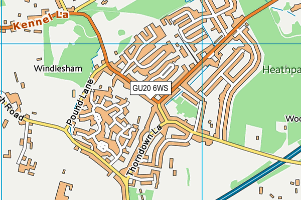 GU20 6WS map - OS VectorMap District (Ordnance Survey)