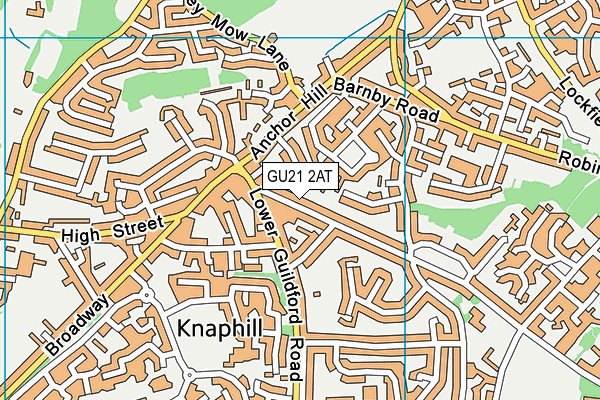 GU21 2AT map - OS VectorMap District (Ordnance Survey)