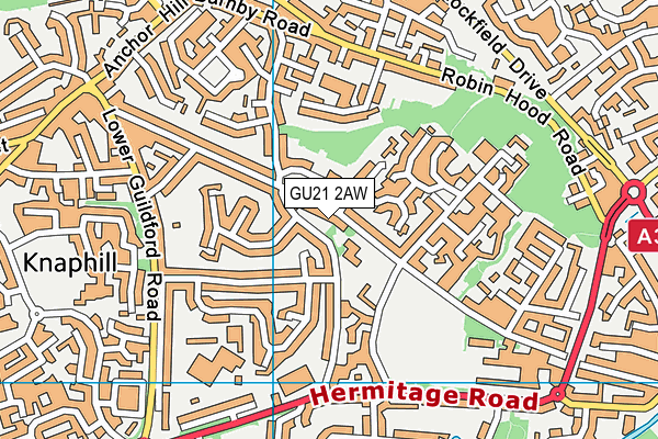 GU21 2AW map - OS VectorMap District (Ordnance Survey)