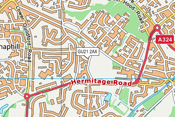 GU21 2AX map - OS VectorMap District (Ordnance Survey)