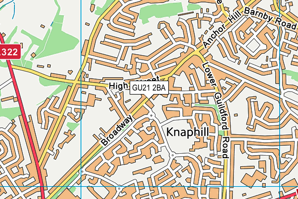 GU21 2BA map - OS VectorMap District (Ordnance Survey)