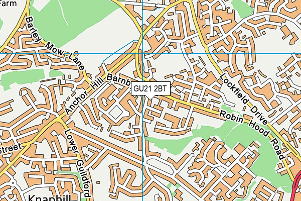 GU21 2BT map - OS VectorMap District (Ordnance Survey)