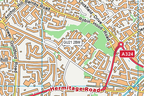 GU21 2BW map - OS VectorMap District (Ordnance Survey)