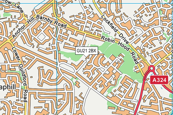 GU21 2BX map - OS VectorMap District (Ordnance Survey)