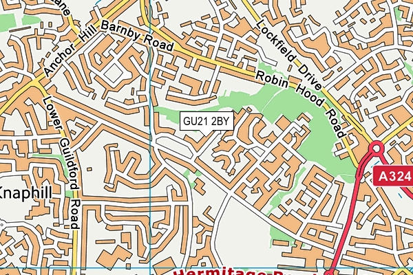 GU21 2BY map - OS VectorMap District (Ordnance Survey)