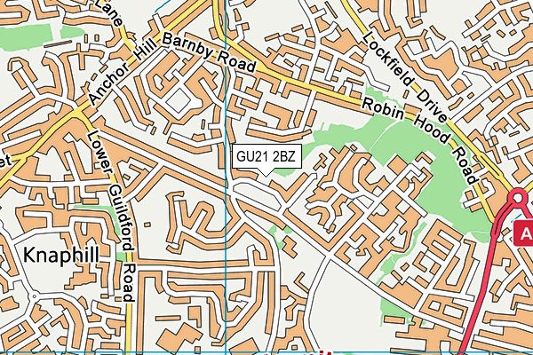 GU21 2BZ map - OS VectorMap District (Ordnance Survey)