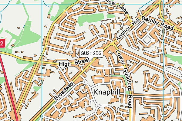 GU21 2DS map - OS VectorMap District (Ordnance Survey)