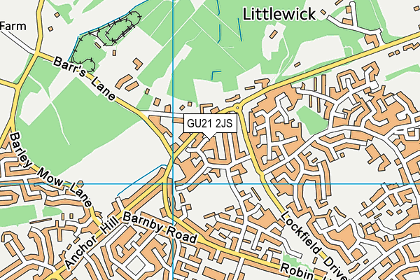 GU21 2JS map - OS VectorMap District (Ordnance Survey)