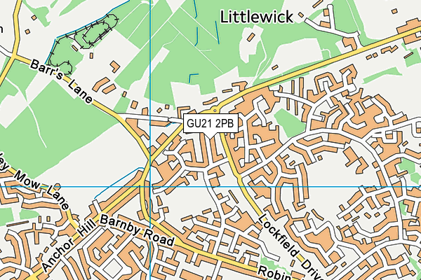 GU21 2PB map - OS VectorMap District (Ordnance Survey)