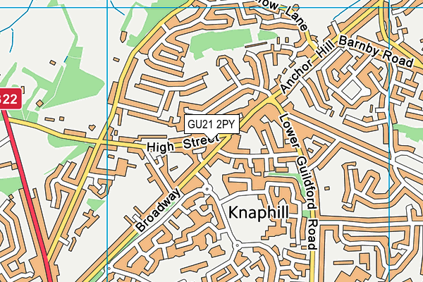 GU21 2PY map - OS VectorMap District (Ordnance Survey)