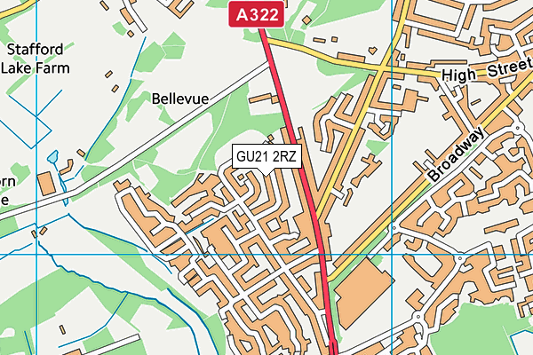 GU21 2RZ map - OS VectorMap District (Ordnance Survey)