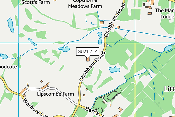 Chobham Golf Club map (GU21 2TZ) - OS VectorMap District (Ordnance Survey)