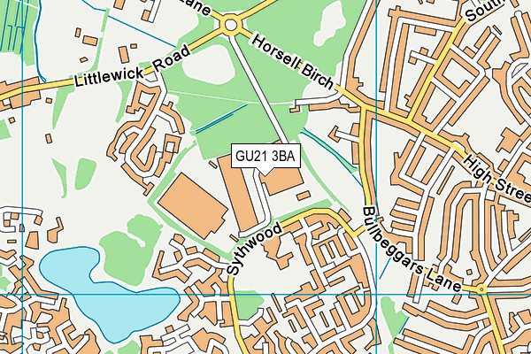 GU21 3BA map - OS VectorMap District (Ordnance Survey)