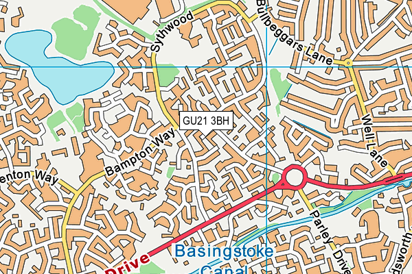 GU21 3BH map - OS VectorMap District (Ordnance Survey)