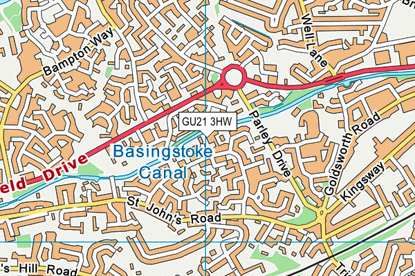 GU21 3HW map - OS VectorMap District (Ordnance Survey)