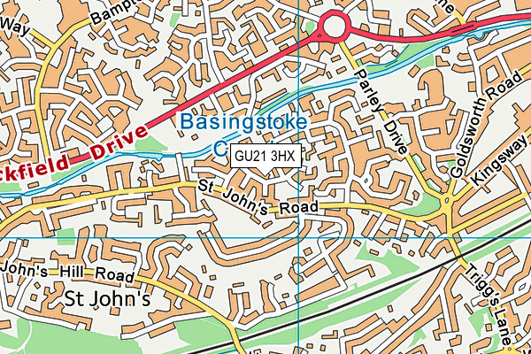 GU21 3HX map - OS VectorMap District (Ordnance Survey)