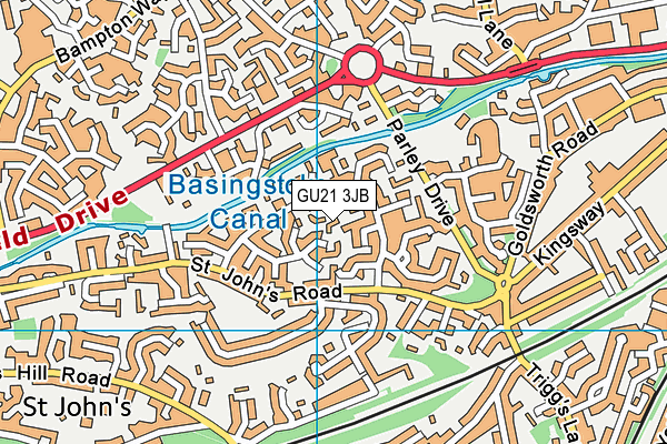 GU21 3JB map - OS VectorMap District (Ordnance Survey)