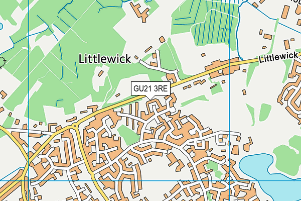 GU21 3RE map - OS VectorMap District (Ordnance Survey)