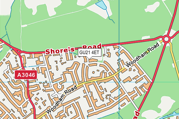 GU21 4ET map - OS VectorMap District (Ordnance Survey)