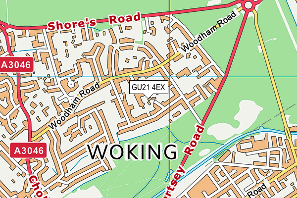 GU21 4EX map - OS VectorMap District (Ordnance Survey)