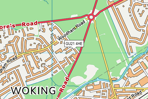 GU21 4HE map - OS VectorMap District (Ordnance Survey)