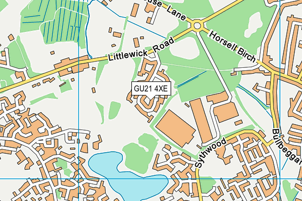 GU21 4XE map - OS VectorMap District (Ordnance Survey)