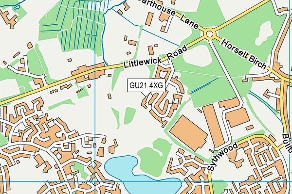 GU21 4XG map - OS VectorMap District (Ordnance Survey)