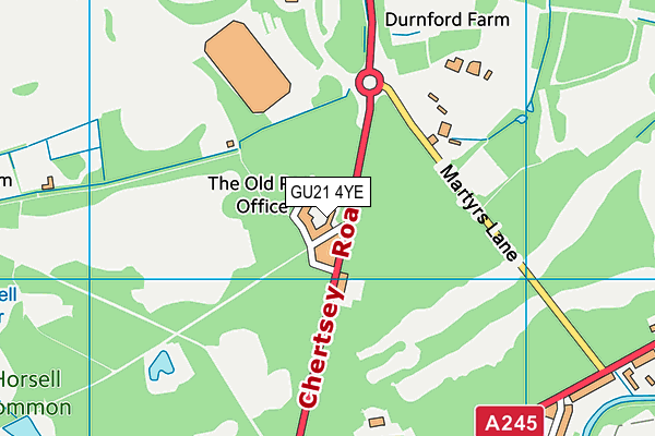 GU21 4YE map - OS VectorMap District (Ordnance Survey)