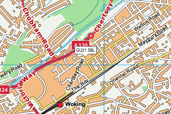 GU21 5BL map - OS VectorMap District (Ordnance Survey)