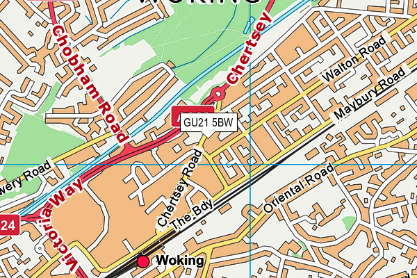 GU21 5BW map - OS VectorMap District (Ordnance Survey)