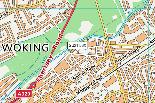 GU21 5BX map - OS VectorMap District (Ordnance Survey)