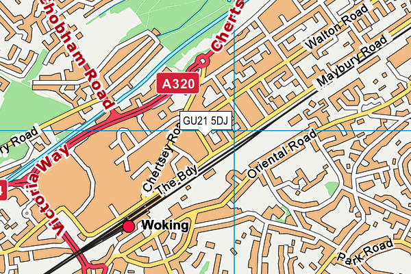 GU21 5DJ map - OS VectorMap District (Ordnance Survey)