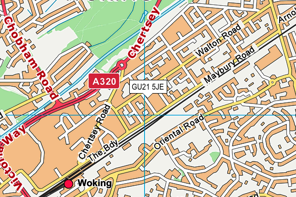 GU21 5JE map - OS VectorMap District (Ordnance Survey)