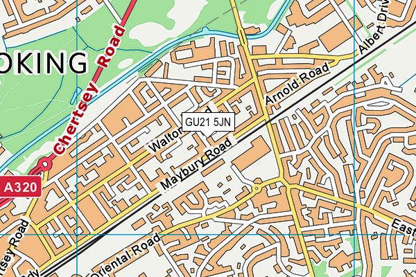 GU21 5JN map - OS VectorMap District (Ordnance Survey)