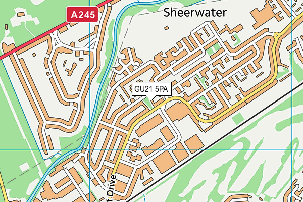 GU21 5PA map - OS VectorMap District (Ordnance Survey)