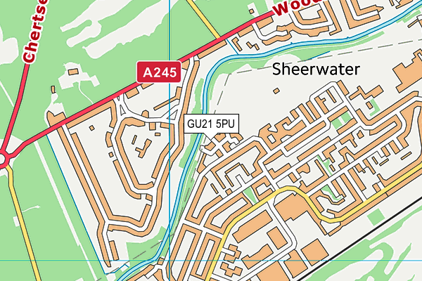 GU21 5PU map - OS VectorMap District (Ordnance Survey)