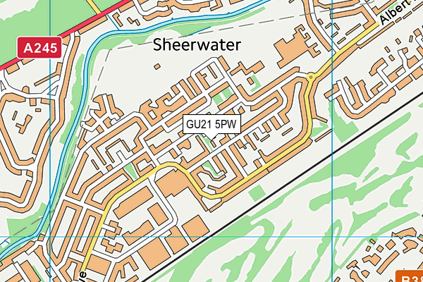 GU21 5PW map - OS VectorMap District (Ordnance Survey)