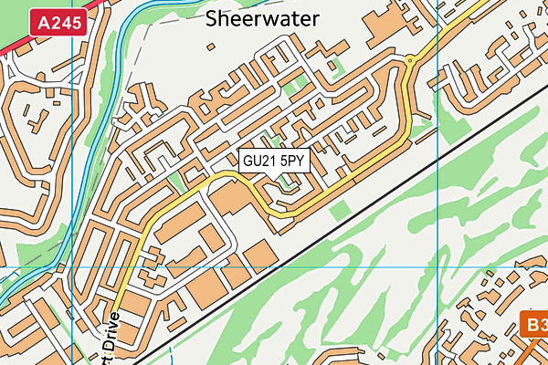 GU21 5PY map - OS VectorMap District (Ordnance Survey)