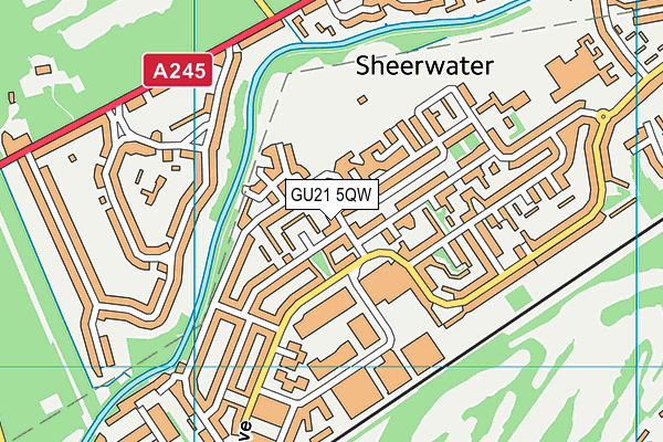 GU21 5QW map - OS VectorMap District (Ordnance Survey)