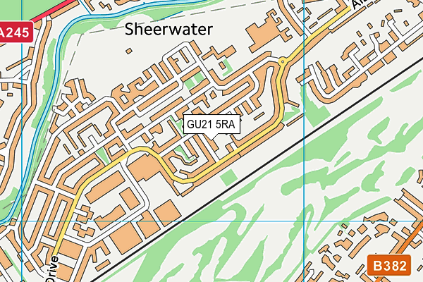 GU21 5RA map - OS VectorMap District (Ordnance Survey)